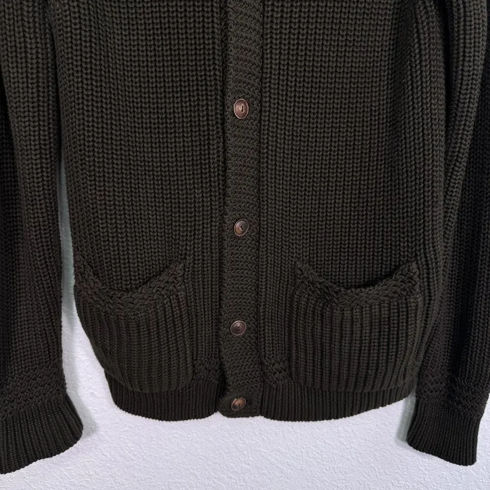 Vintage Polo Ralph Lauren Sweater Mens Medium Shawl Cardigan Chunky Knit Green